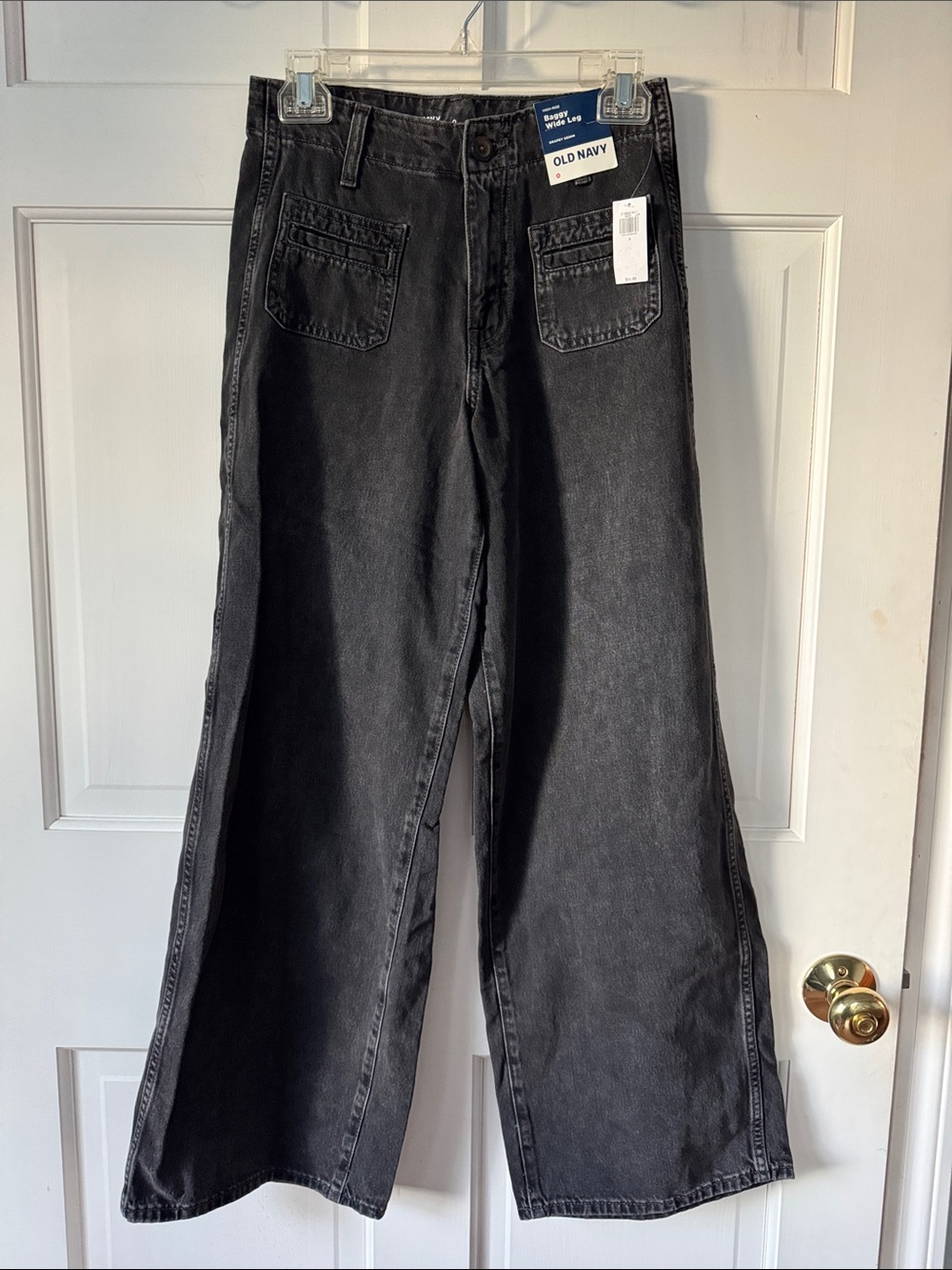 Old Navy High Rise-Baggy Wide Leg Black Washed Jeans
